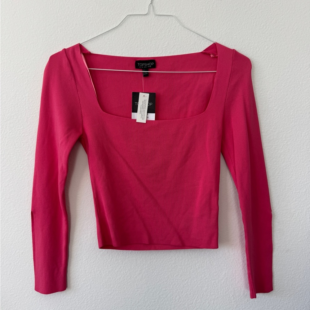Topshop Fuchsia Square Neck Crop Top
